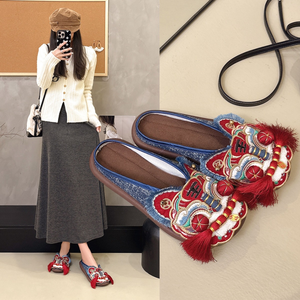 Ethnic Fashion House - Pantofole da donna primaverili/autunnali in stile