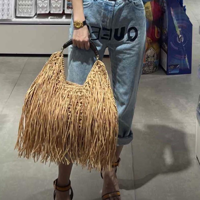 Borsa tote in paglia con frang - Ethnic Boho Fashion recensione e prezzo
